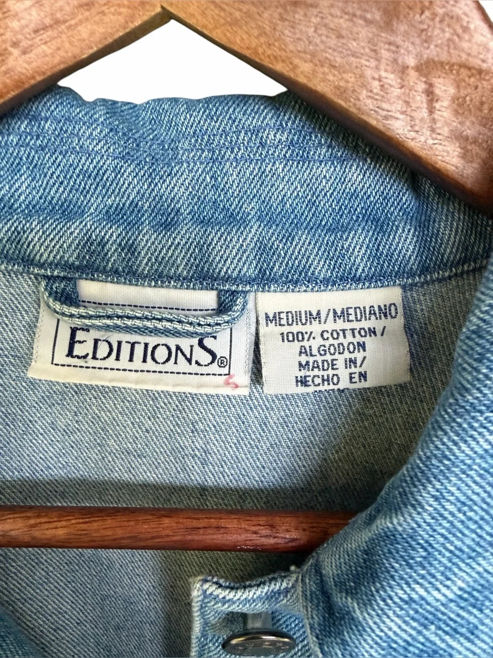 Vintage 90’s Denim Chore Jacket Primitive Folk Art